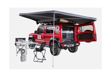 Die ausgefahrene Markise des Suzuki Jimny von Britz 4x4 Rentals Afrika