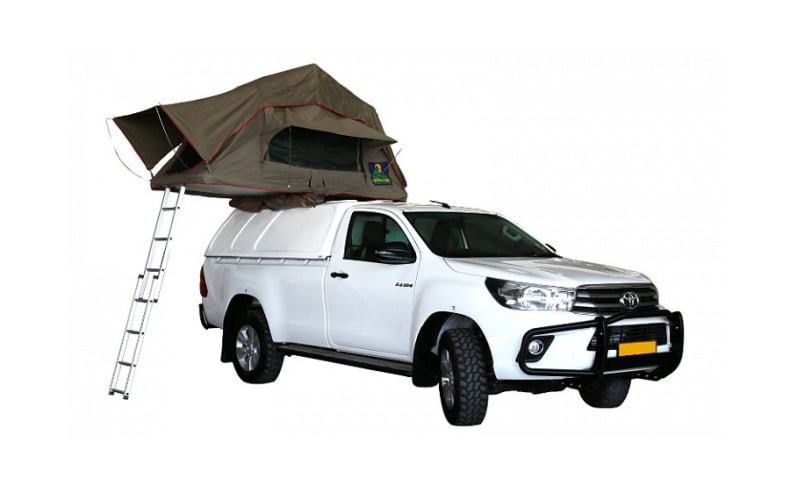 Praktisches Dachzelt auf dem Toyota Hilux Single Cab 2P VGG Budget von Asco Afrika