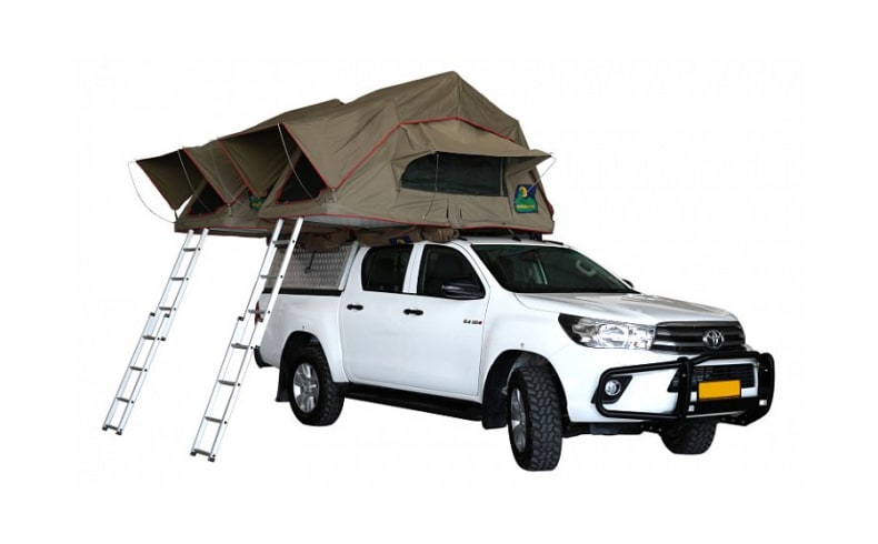 Praktisches Dachzelt auf dem Toyota Hilux Double Cab VHH – Budget von Asco Afrika