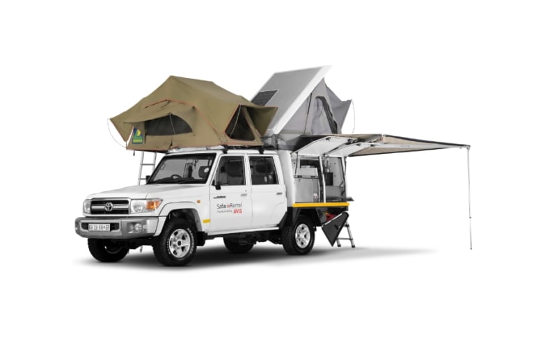 Das ausgebaute Dach des Luxury Safari Camper C von Avis Afrika