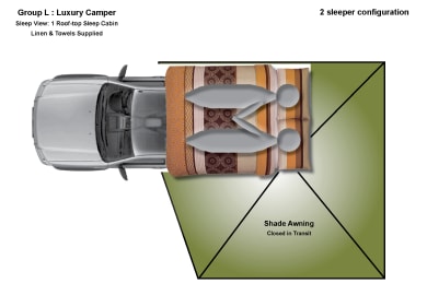 Grundriss des Luxury Safari Camper L von Avis Afrika