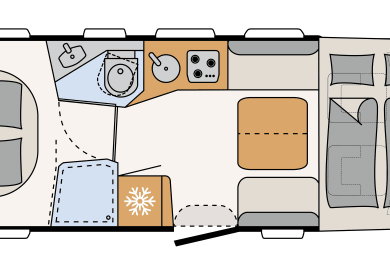 Grundriss Option 2 ( Doppelbett ) des Premium Standard von McRent Deutschland