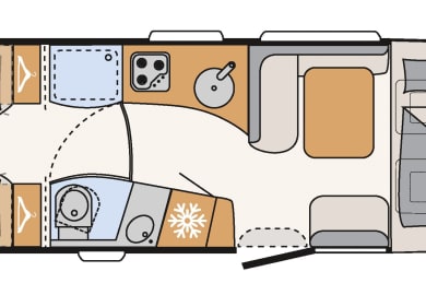 Grundriss Option 1 ( Einzelbetten ) des Premium Luxury von McRent Deutschland