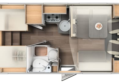 Grundriss Option 1 ( Einzelbetten ) des Family Standard von McRent Portugal