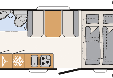 Grundriss Option 1 ( Sitzgruppe ) des Family Plus von McRent Spanien