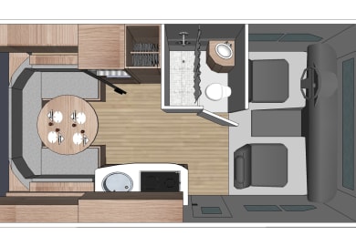 Grundriss ( Tag ) des C-Small Wohnmobil von Fraserway RV Kanada