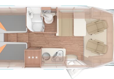 Grundriss des Aero Plus Camper von Bunk Großbritannien