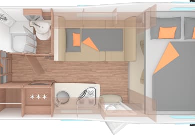 Grundriss des Grande Camper von Bunk Großbritannien