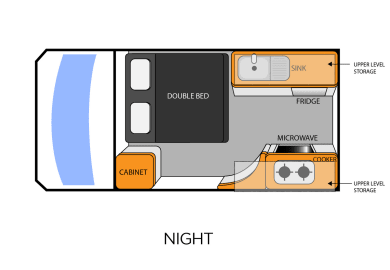 Grundrisse Nachtsüber im Hi5 Selfcontained  von Travellers Autobarn Neuseeland