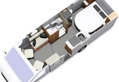 Grundriss (Option 1) des UK Camper 4 von McRent Vereinigtes Königreich