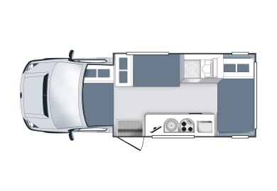 Der Grundriss vom Polaris 6 von Star RV in Neuseeland - NACHT