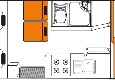 Grundriss Option 2 ( Nacht ) des Discovery von Britz Rentals Neuseeland