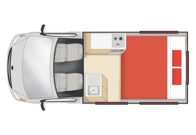 Camper Hitop von Hippie Camper Australien, Grundriss Nacht