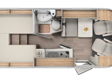 Grundriss (Einzelbetten) des Active Extra von rent easy Italien