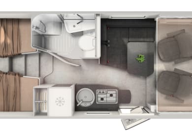 Grundriss (Einzelbetten) des Active First von rent easy Italien