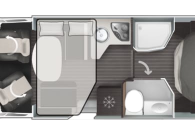 Grundriss des Europa Camper von Bunk Großbritannien
