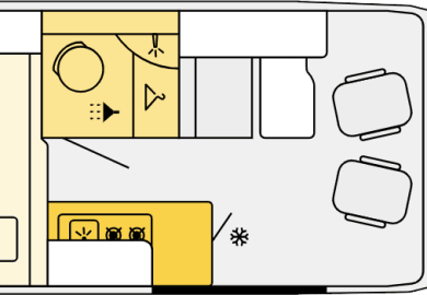 Grundriss des Aero Camper von Bunk Großbritannien