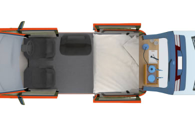 Grundriss (Option 1) des Beta Camper von Spaceships in Neuseeland
