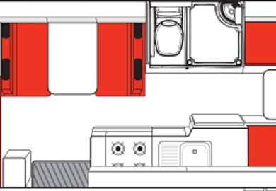 Tag-Grundriss des Double Up von Mighty Campers Neuseeland