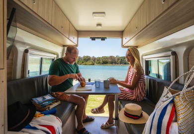 Mittagessen im Hiptop von Britz Neuseeland