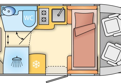 Grundriss Nacht des Classic Queen K5Q von DRM Deutschland