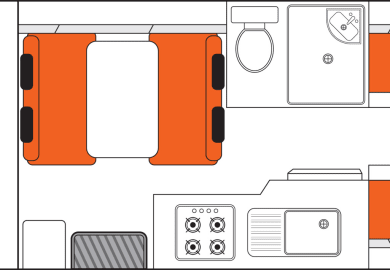 Grundriss bei Tag des Euro Deluxe von Apollo Motorhomes Neuseeland
