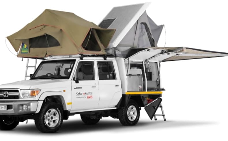 Das ausgebaute Dach des Luxury Safari Camper C von Avis Afrika